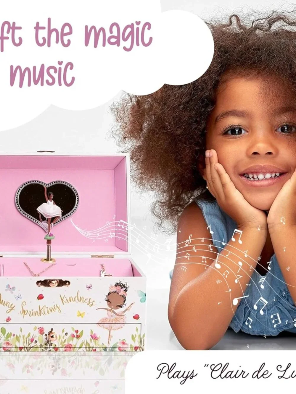 The Memory Building Co Black Ballerina Musical Jewelry Box Plays Classic Melody,